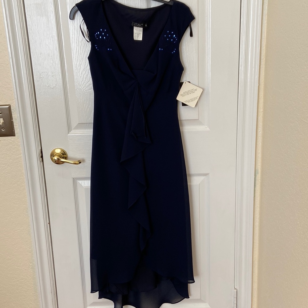 Sleeves dress , dark blue 💯 polyester